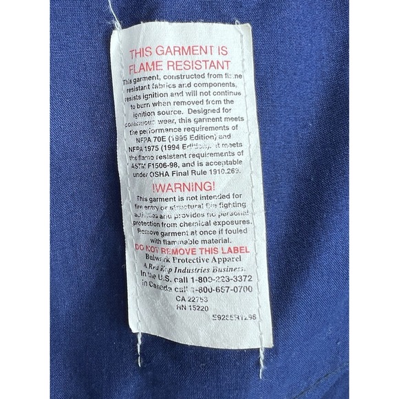 Bulwark FR Jacket Mens L Navy Nomex IIIA Bomber Workwear JNJ8NVC XXL XXT - Picture 6 of 12